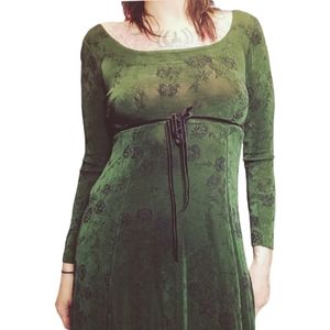 Betsy Johnson | Vintage Maxi Dress Velvet Floral Pattern | Size Small